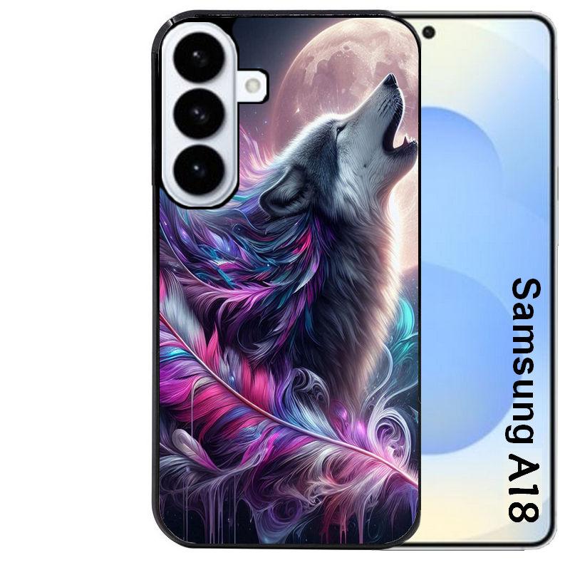 Coque pour Galaxy A08 A18 A28 A38 A58 loup et plume