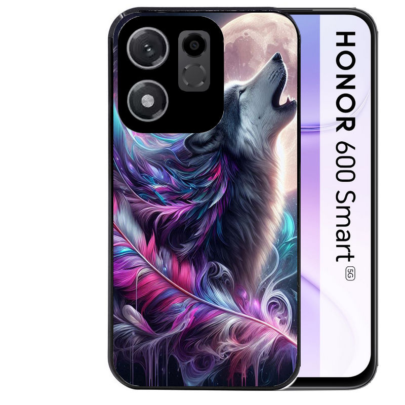 Coque pour Honor 600 SMART loup et plume