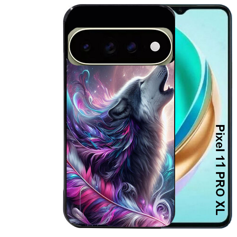 Coque pour Pixel 10 / 11 / PRO / XL loup et plume