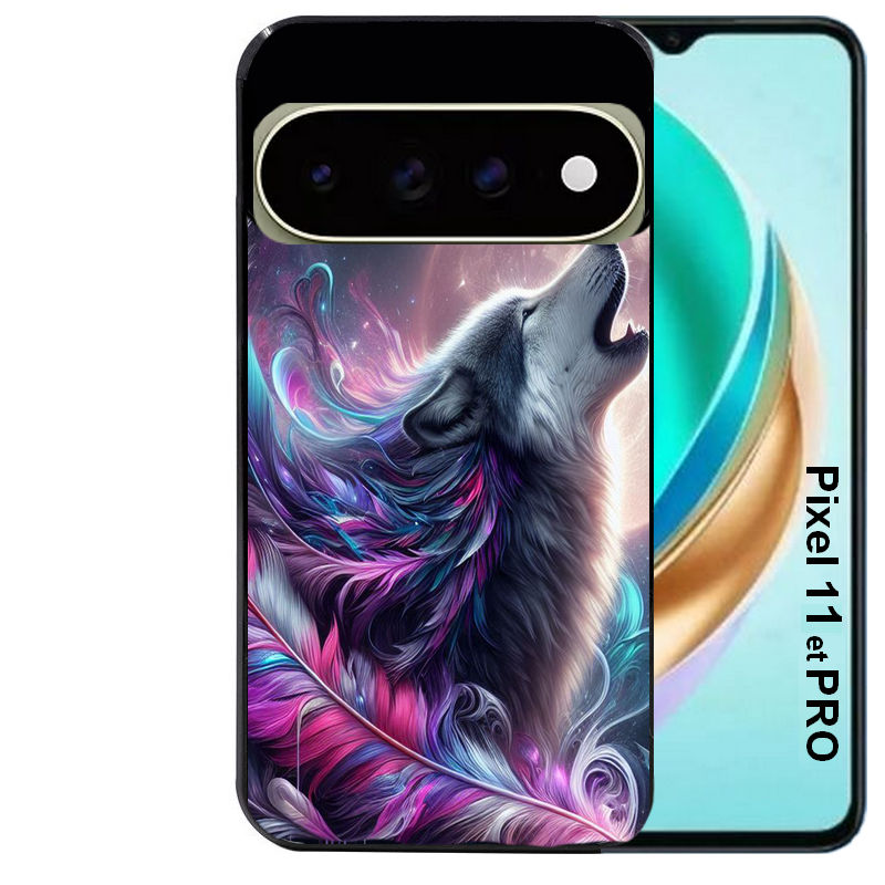 Coque pour Pixel 10 / 11 / PRO / XL loup et plume