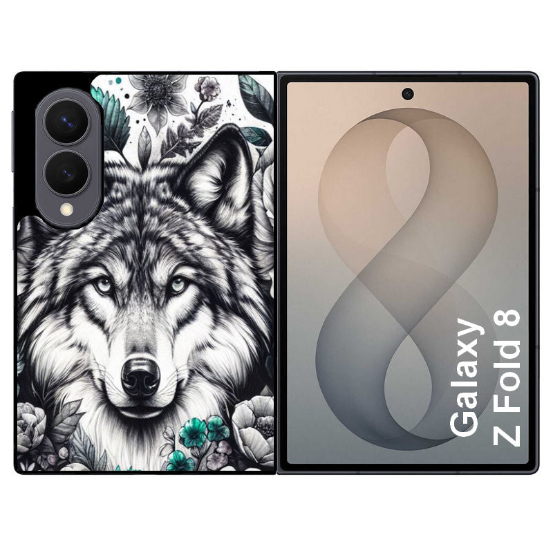 Coque pour Z FOLD 8 loup et fleur