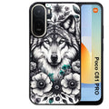 Coque pour POCO C81 PRO loup et fleur