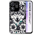 Coque pour Honor 600 SMART loup et fleur