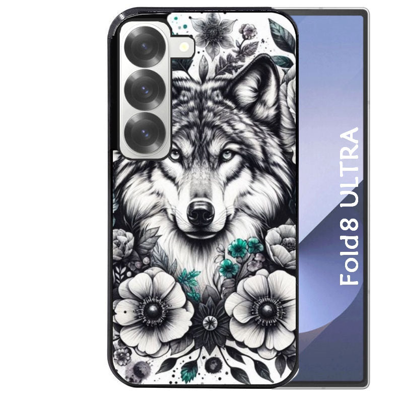 Coque pour Z Fold 8 / ULTRA loup et fleur