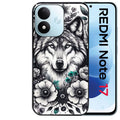 Coque pour Redmi Note 17 et PRO 4G 5G Max loup et fleur