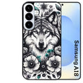 Coque pour Galaxy A08 A18 A28 A38 A58 loup et fleur