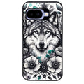 Coque pour Pixel 8A 9A 10A loup et fleur