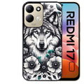 Coque pour Redmi 17 et 17C 4G 5G loup et fleur