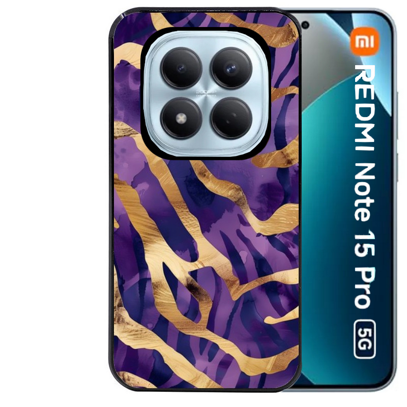 Coque noire taperso pour Redmi Note 15 et PRO PLUS 4G 5G avec motif zebre violet protection antichoc personnalisée