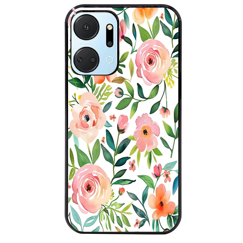 Coque noire taperso pour Honor X7A avec motif fleur des champs protection antichoc personnalisée