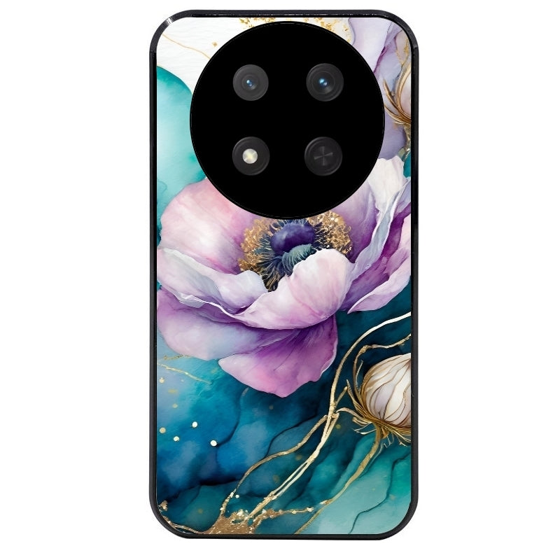 Coque noire taperso pour Magic 7 LITE et PRO avec motif marbre fleur protection antichoc personnalisée