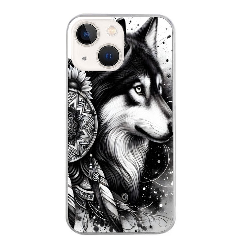 Coque taperso pour Iphone 15 et PRO PLUS PRO MAX avec motif loup dreamcatcher protection antichoc personnalisée