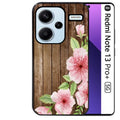 Coque noire taperso pour Redmi Note 13 PRO PLUS 5G avec motif bois avec fleur rose protection antichoc personnalisée