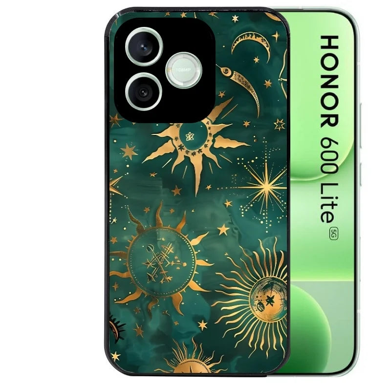 Coque noire pour Honor 600 LITE avec motif lune et astro protection antichoc personnalisée
