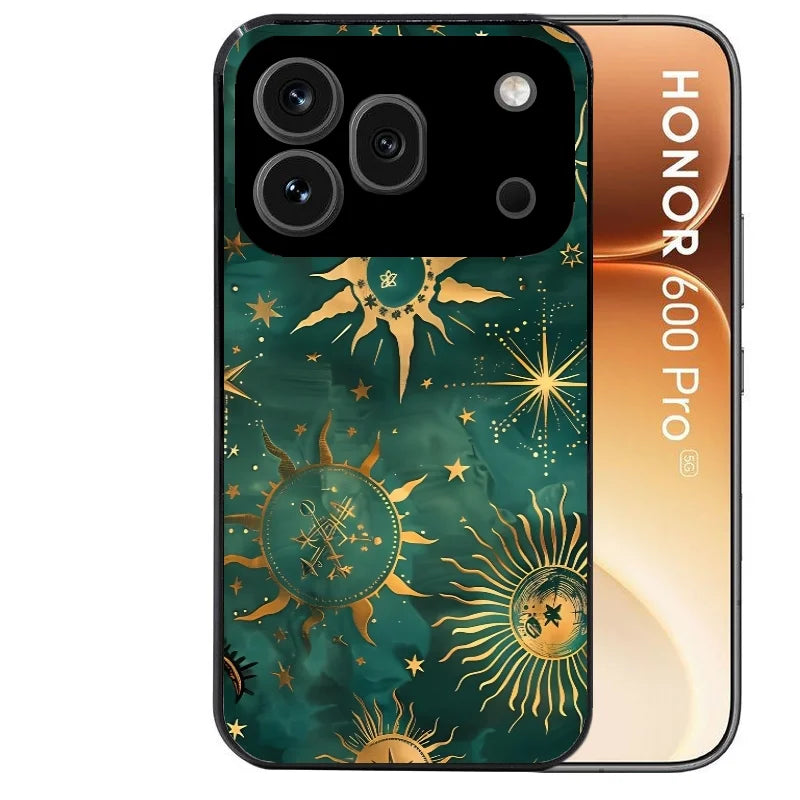 Coque noire taperso pour Honor 600 et 600 PRO avec motif lune et astro protection antichoc personnalisée