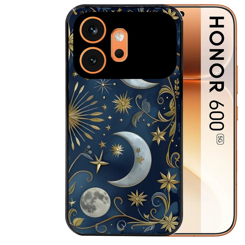Coque noire taperso pour Honor 600 et 600 PRO avec motif lune et etoile protection antichoc personnalisée