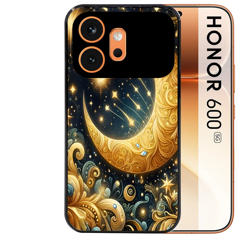 Coque noire taperso pour Honor 600 et 600 PRO avec motif lune astre protection antichoc personnalisée