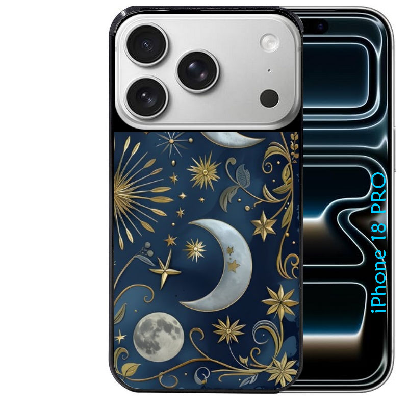 Coque pour Iphone 18 / PRO / PRO MAX / 18E lune et etoile