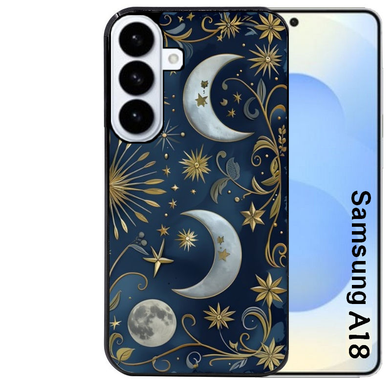 Coque pour Galaxy A08 A18 A28 A38 A58 lune et etoile