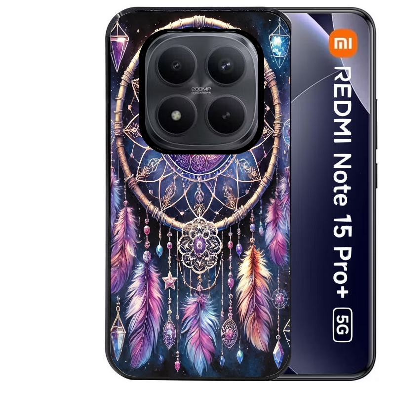 Coque noire taperso pour Redmi Note 15 et PRO PLUS 4G 5G avec motif dreamcatcher et lune protection antichoc personnalisée