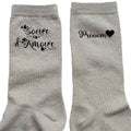 Chaussettes personnalisée paillettes crème motif soeur d'amour