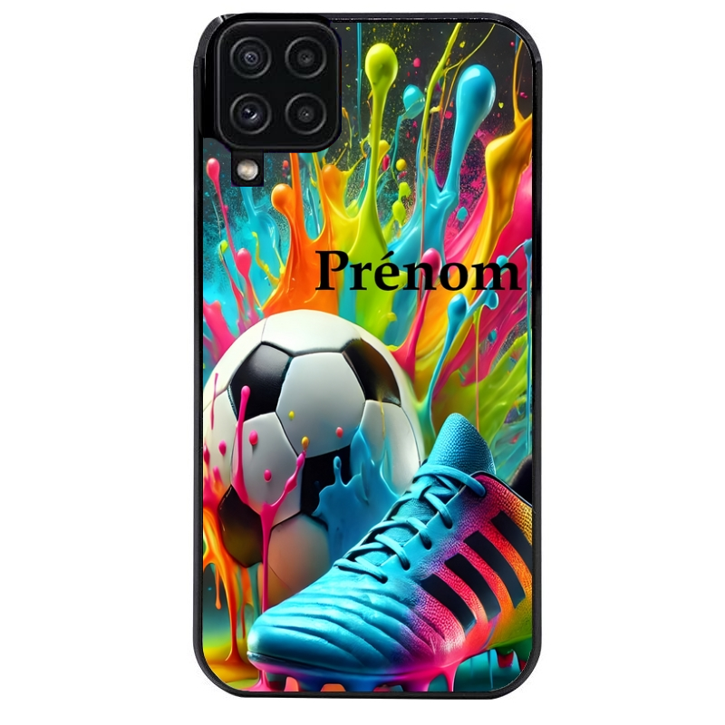 Coque noire taperso pour galaxy A22 A32 A52 A52S 4G 5G  avec motif foot color personnalisee protection antichoc personnalisée