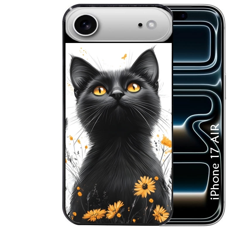 Coque noire taperso pour Iphone 17 17E AIR MAX PRO avec motif chat eyes protection antichoc personnalisée