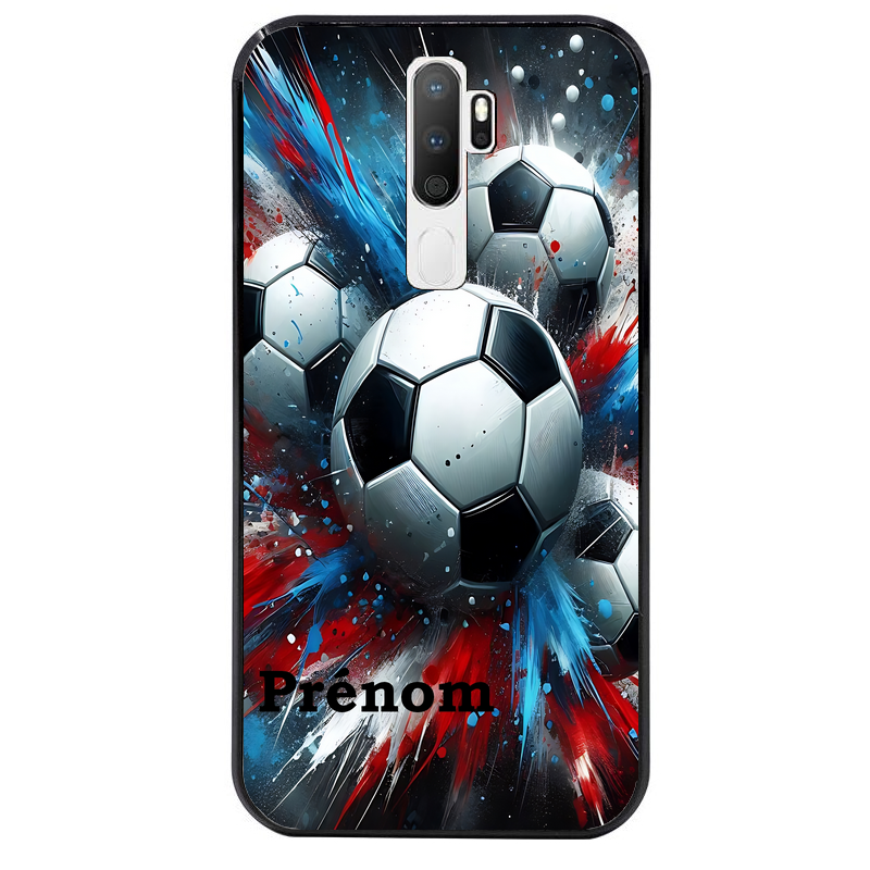 Coque noire taperso pour OPPO A5 A9 2020 avec motif foot tricolore personnalisee protection antichoc personnalisée