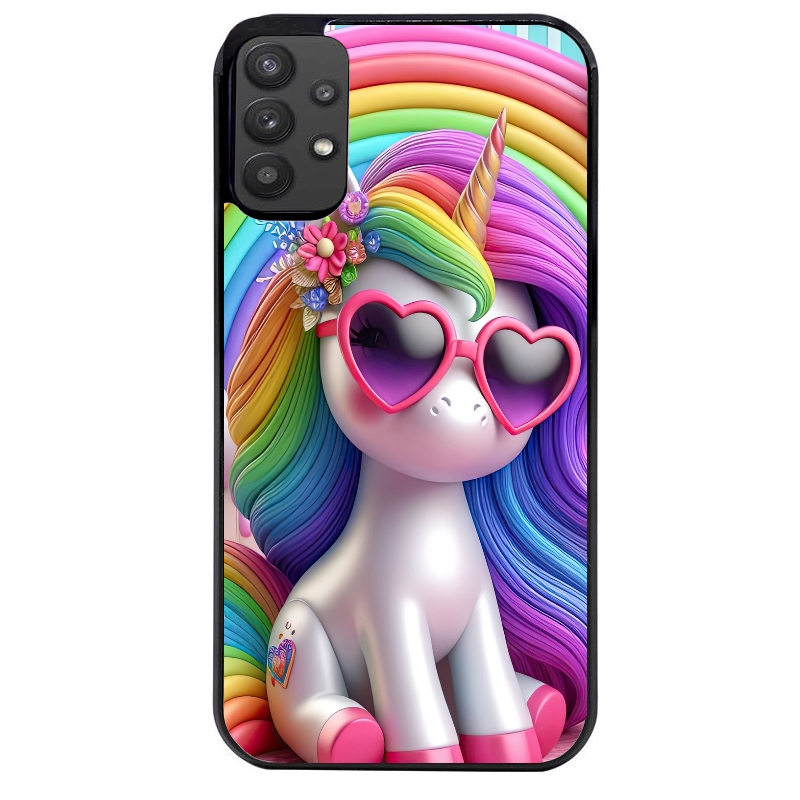 Coque noire taperso pour galaxy A22 A32 A52 A52S 4G 5G  avec motif licorne pop art protection antichoc personnalisée