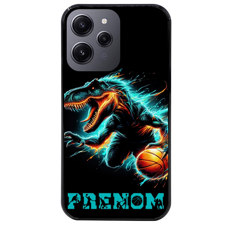 Coque noire taperso pour Redmi 12 4G et 5G avec motif basket et dino personnalisee protection antichoc personnalisée