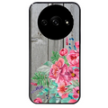 Coque noire taperso pour Redmi A3 avec motif bois gris et fleur rose protection antichoc personnalisée