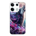 Coque taperso pour POCO X6 5G avec motif loup et plume protection antichoc personnalisée