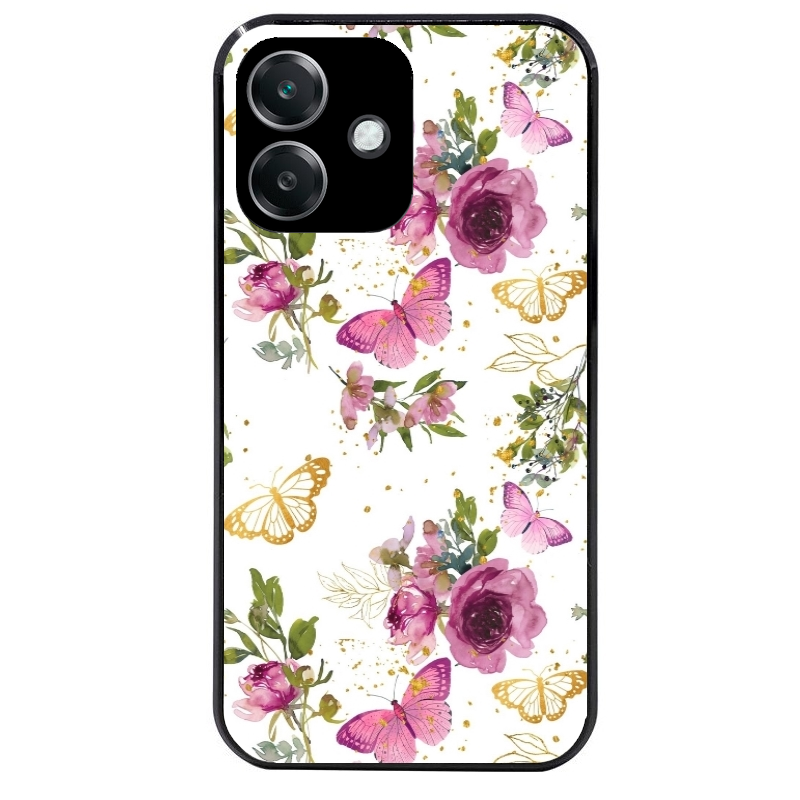 Coque noire taperso pour OPPO A40 avec motif fleur et papillon protection antichoc personnalisée