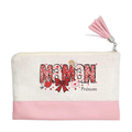 Pochette personnalisée motif maman ange en toile et simili cuir personnalisée