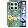 Coque noire taperso pour Redmi Note 15 et PRO PLUS 4G 5G avec motif fleur orange protection antichoc personnalisée