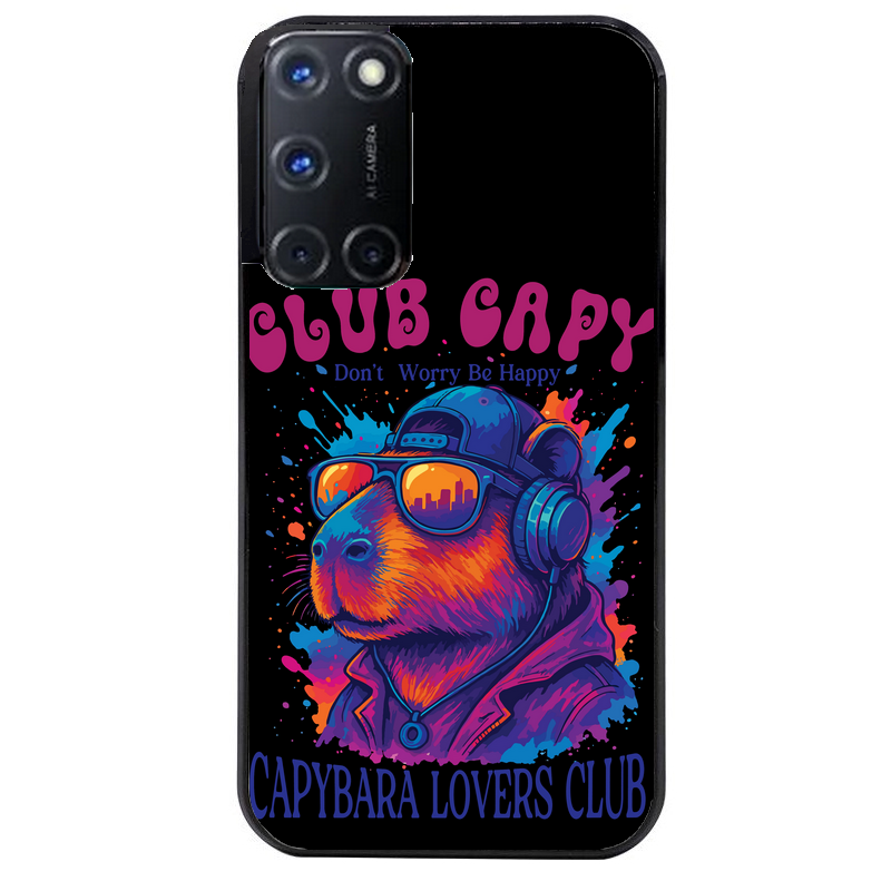 Coque noire taperso pour OPPO A72 4G avec motif capybara club protection antichoc personnalisée