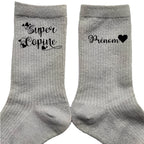 Chaussettes personnalisée paillettes argent motif super copine