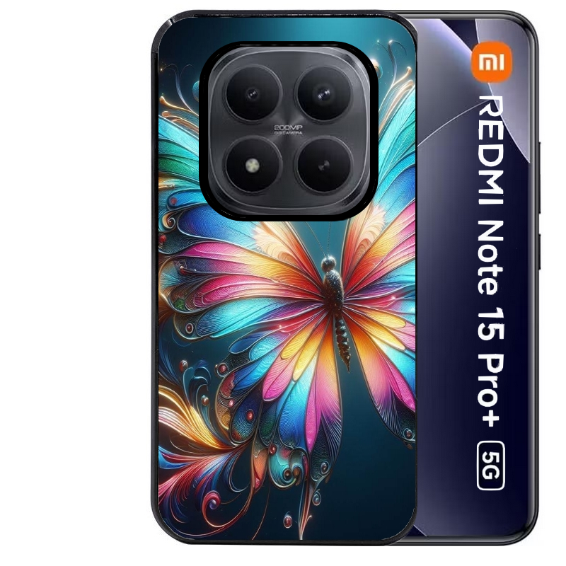 Coque noire taperso pour Redmi Note 15 et PRO PLUS 4G 5G avec motif papillon arc protection antichoc personnalisée