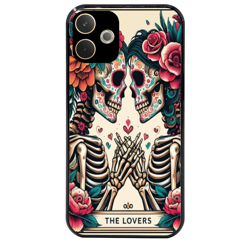 Coque noire taperso pour OPPO A5 PRO 4G et 5G avec motif tete de mort lovers protection antichoc personnalisée