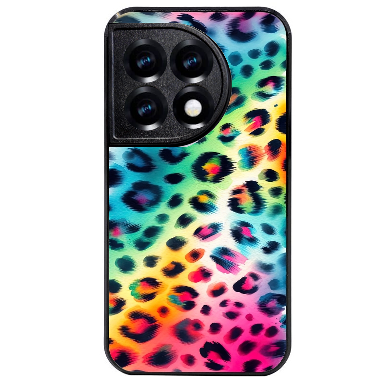 Coque noire taperso pour OnePlus 11 et 12 avec motif leopard arc protection antichoc personnalisée