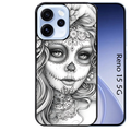 Coque noire taperso pour OPPO Reno 15 et F FS 5G avec motif mort calavera tatoo protection antichoc personnalisée