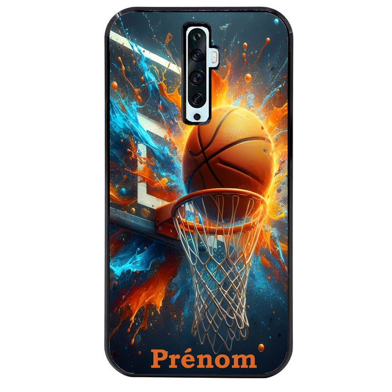 Coque noire taperso pour OPPO Reno 2 et 2Z avec motif basket ball color personnalise protection antichoc personnalisée