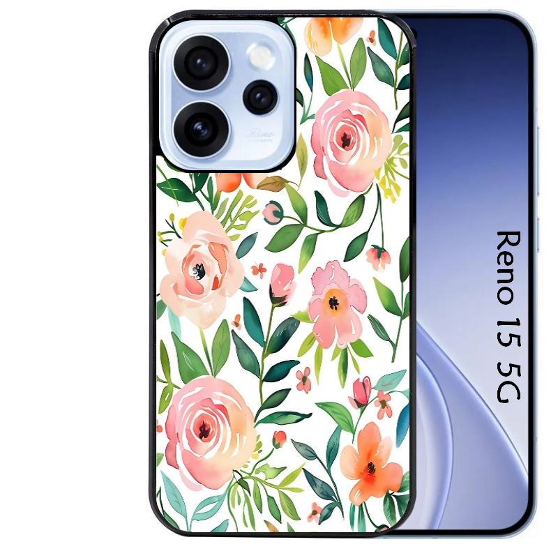 Coque noire taperso pour OPPO Reno 15 et F FS 5G avec motif fleur des champs protection antichoc personnalisée
