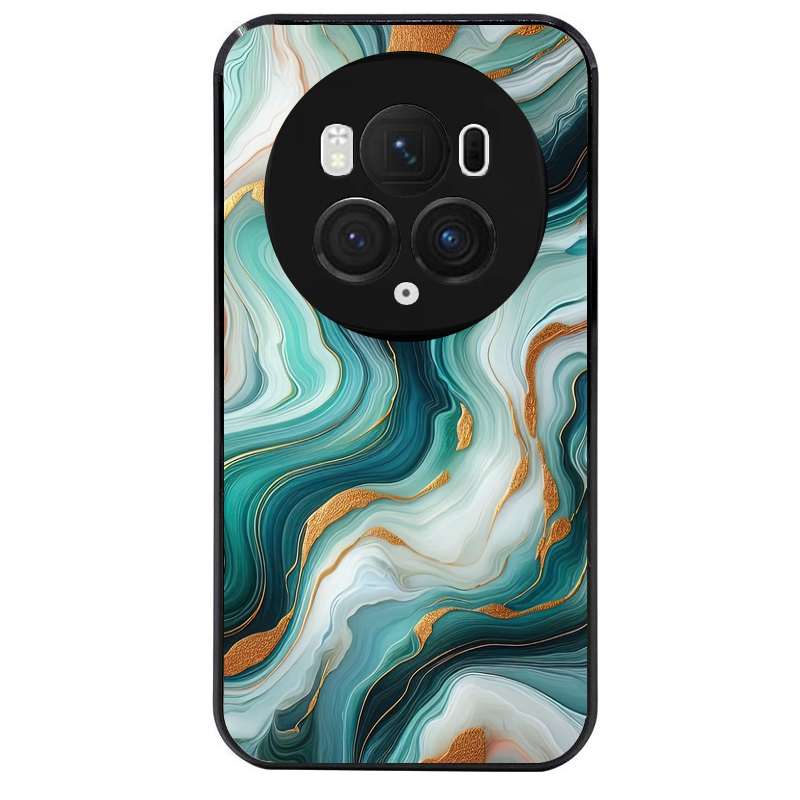 Coque noire taperso pour Magic 5 6 LITE et PRO avec motif marbre vert protection antichoc personnalisée