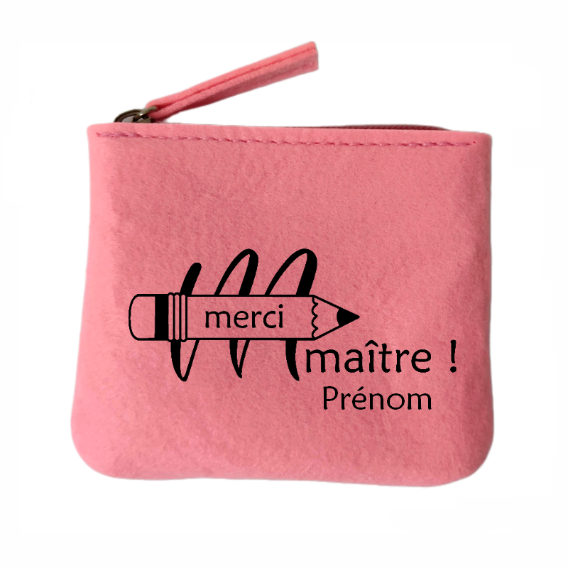 Porte monnaie personnalisé merci maitre en feutrine en feutrine