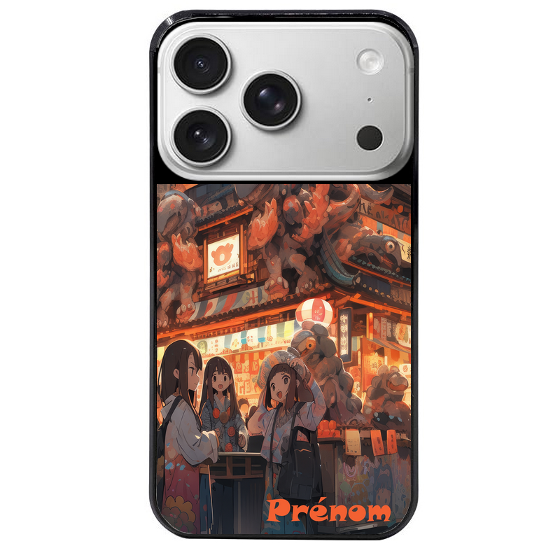 Coque noire taperso pour Iphone 17 17E AIR MAX PRO avec motif anime street japan personnalise protection antichoc personnalisée