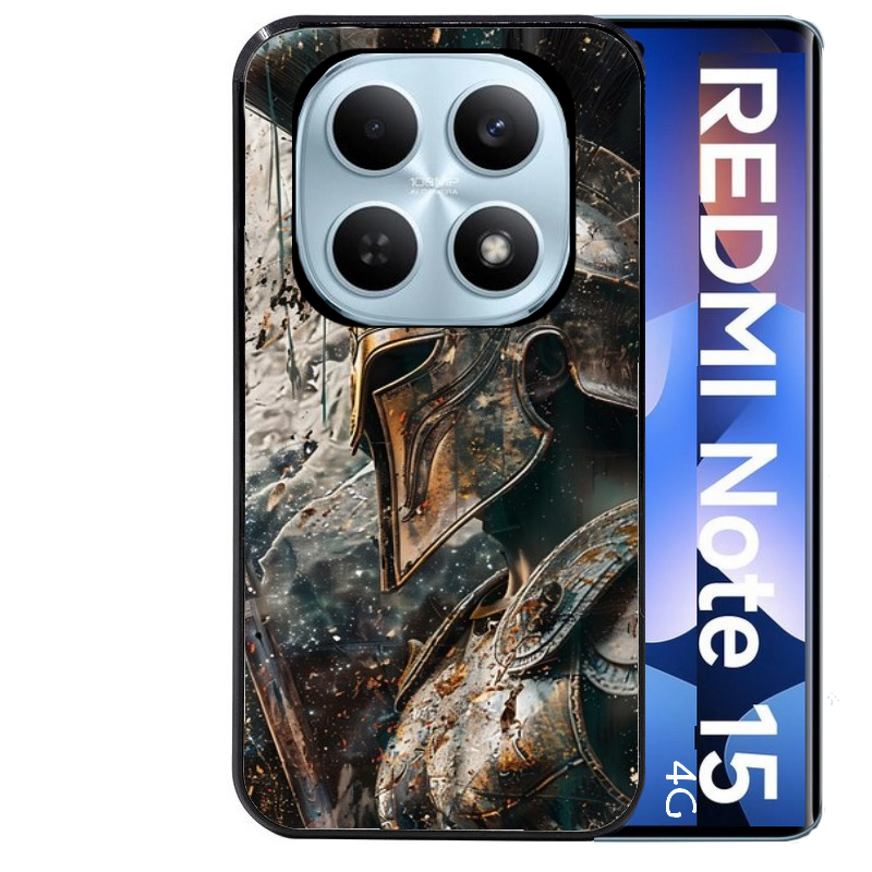 Coque noire taperso pour Redmi Note 15 et PRO PLUS 4G 5G avec motif spartan guerrier protection antichoc personnalisée