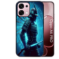 Coque noire taperso pour OPPO A6 PRO 4G et 5G avec motif samourai bleu protection antichoc personnalisée