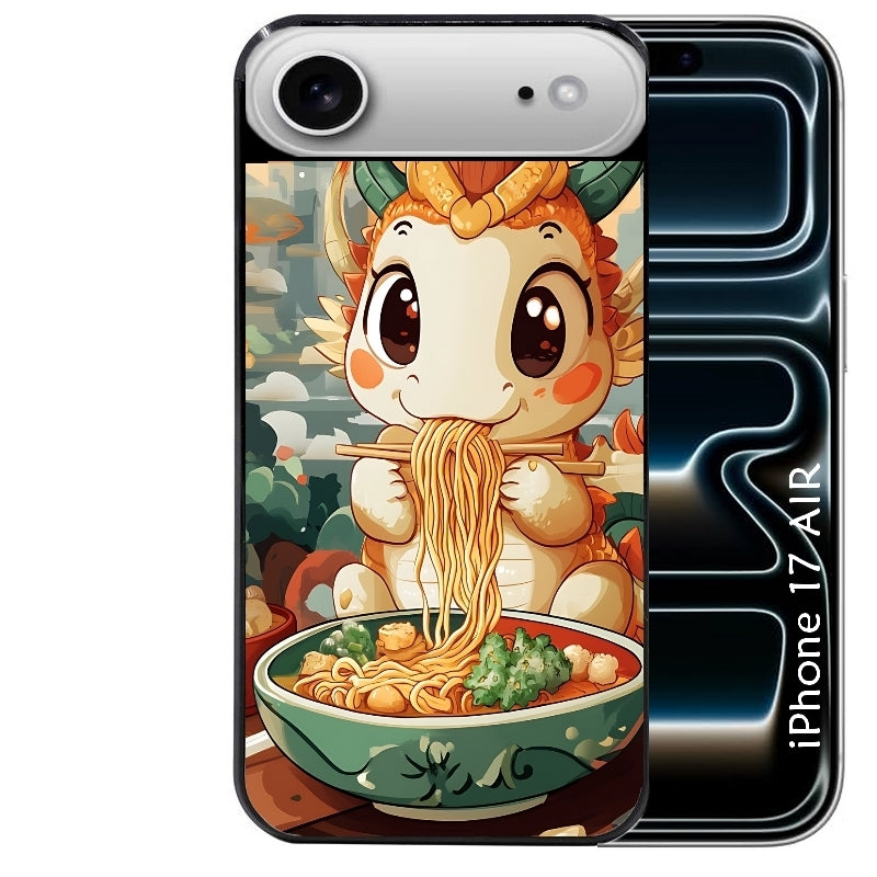 Coque noire taperso pour Iphone 17 17E AIR MAX PRO avec motif dragon ramen 3 protection antichoc personnalisée