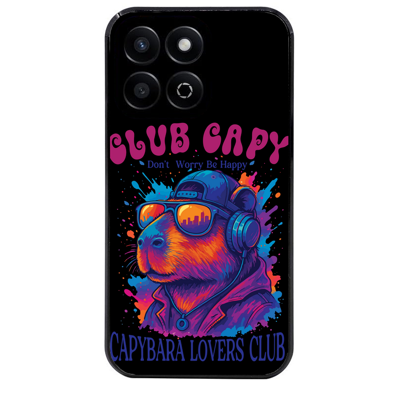 Coque noire taperso pour Honor 70 LITE 90 et LITE avec motif capybara club protection antichoc personnalisée